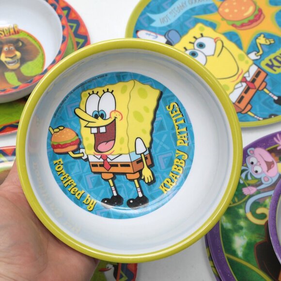 Vintage Dora Madagascar Sponge Bob Melamine Bowls Plates 2004/05 Cartoon Kids - Picture 7 of 14